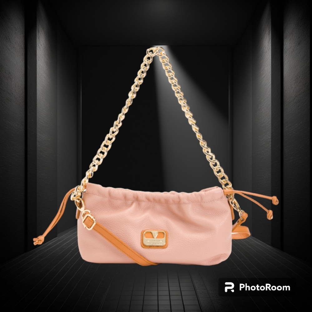 🛍️🆕 VALENTINA | BEAUTIFUL BAGUETTE LEATHER BLUSH CROSSBODY W GOLD HARDW
